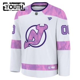 Dresovi New Jersey Devils 2024-25 Fanatics Hockey Fights Cancer Practice Custom Bijela - Dječji